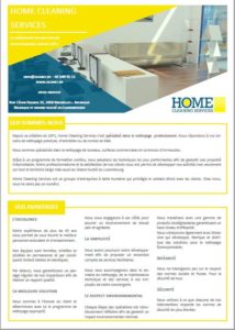 Brochure Home Cleaning services - société de nettoyage professionnel et privé